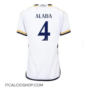 Real Madrid David Alaba #4 Prima Maglia Femmina 2023-24 Manica Corta